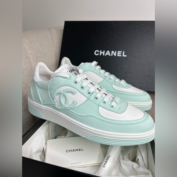 CHANEL Shoes - CHANEL Light Turquoise Sneakers 38.5 — New in Box